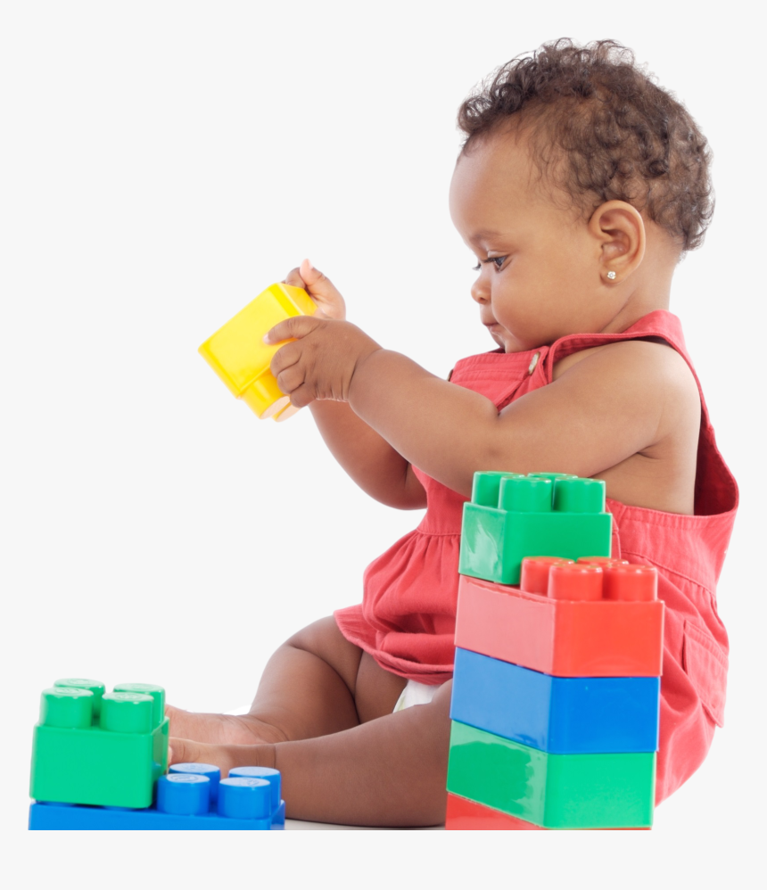 Baby Playing With Block,lego,educational Toy,playset - Black Baby Playing With Blocks, HD Png Download, Free Download