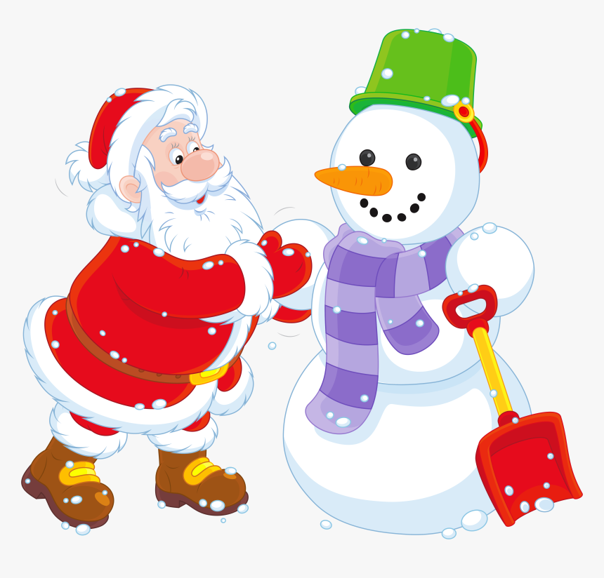 Snowman Clipart Red - Santa And Snowman Clipart, HD Png Download, Free Download
