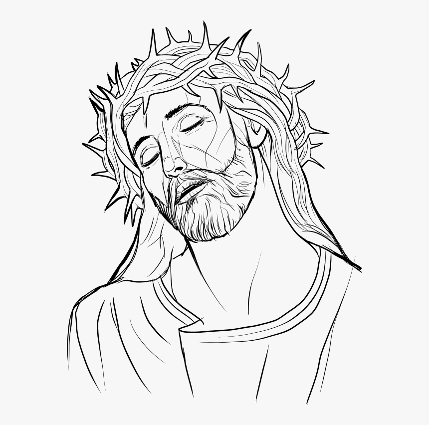 Jesus With Crown Of Thorns Drawing, HD Png Download, Free Download