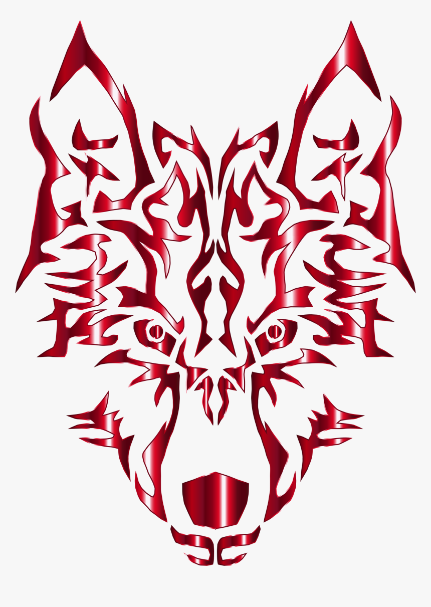 Crimson Symmetric Tribal Wolf No Background Clip Arts - Wolf Head Transparent Background, HD Png Download, Free Download