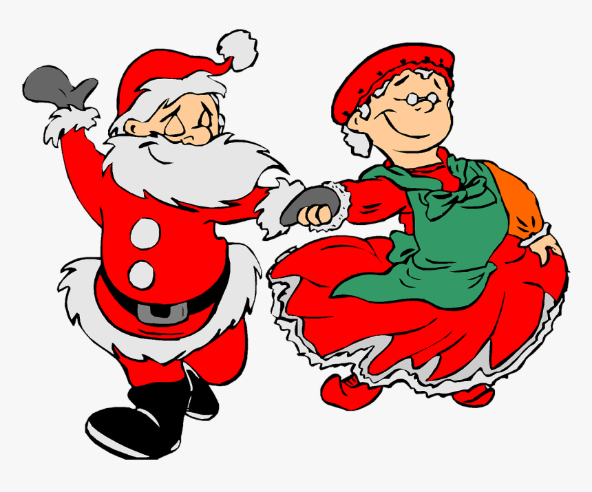 Santa Mrs Clause Free Picture - Dancing Santa Claus Cartoon, HD Png Download, Free Download