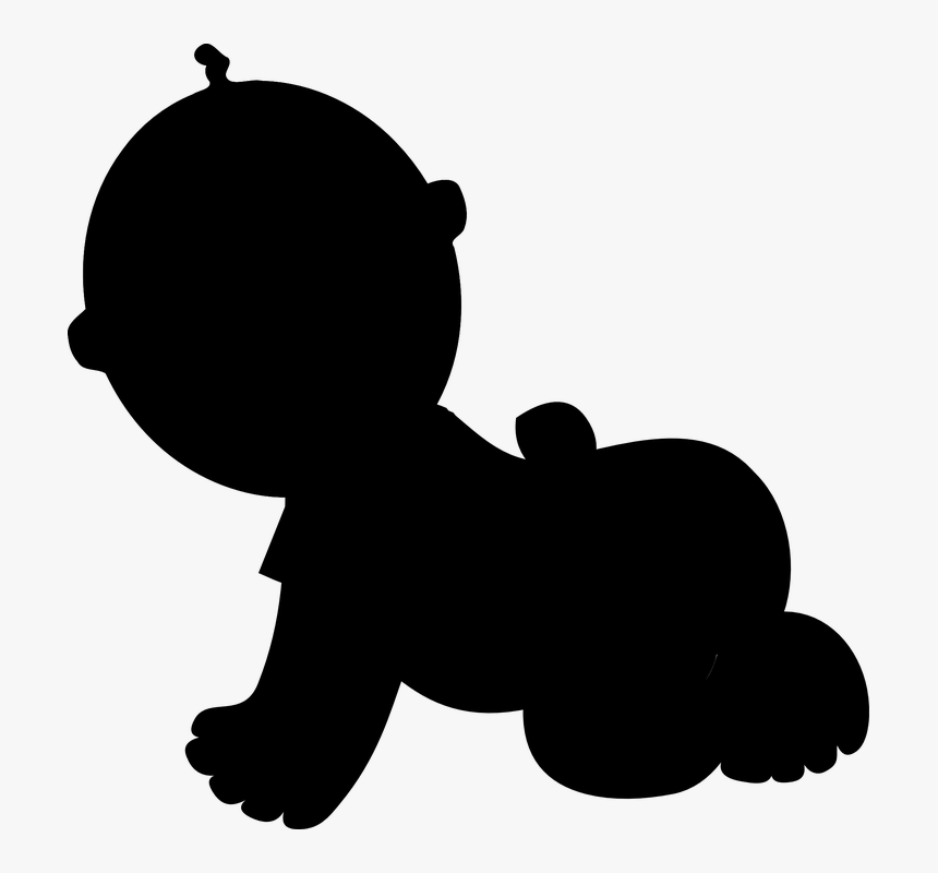 Baby, Crawling, Pampered, Diaper, Watching, Cartoon - Baby Clipart Silhouette, HD Png Download, Free Download