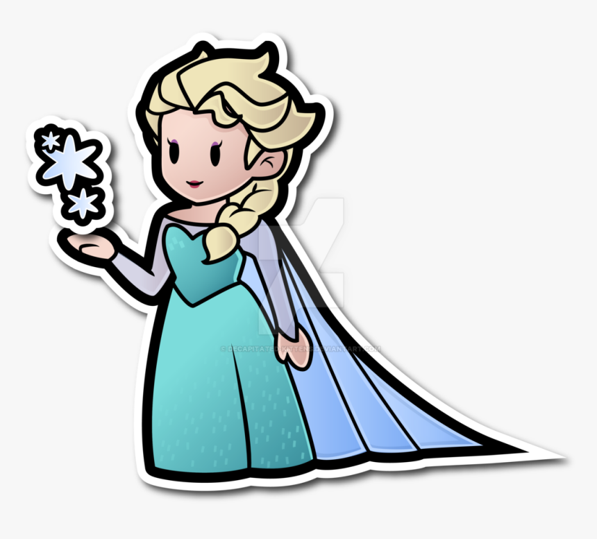 Elsa As A Paper Doll Drawing By - Paper Mario Characters Girls, HD Png Download, Free Download