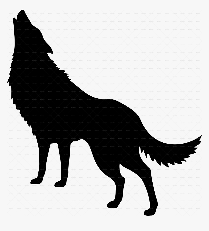 Silhouette Of Wolf Howling At Getdrawings - Wolf Howling At The Moon Png, Transparent Png, Free Download