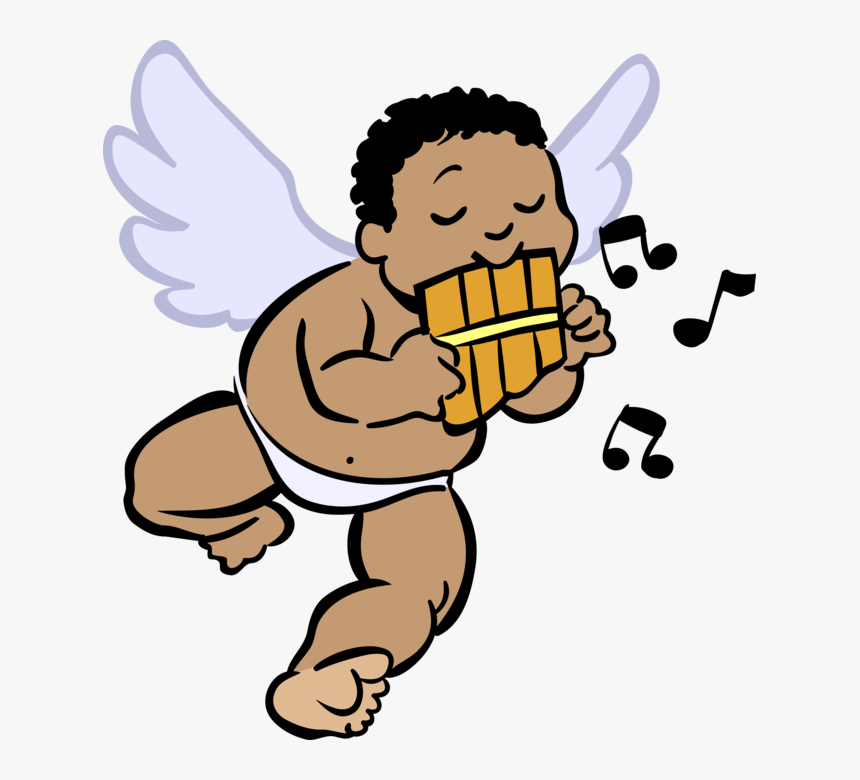 Vector Illustration Of Winged Cupid Angel God Of Desire - Black Baby Angel Png, Transparent Png, Free Download