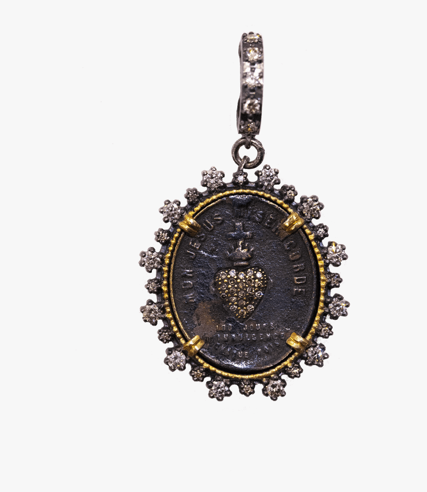 Antique French Sacred Heart With Diamond Inlay - Locket, HD Png Download, Free Download