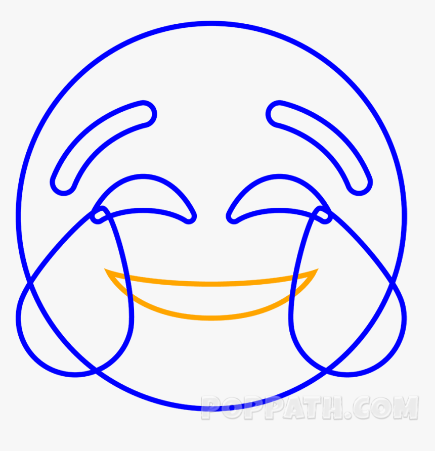 How To Draw A Tears Of Joy Emoji - Funny Emoji Black And White, HD Png Download, Free Download