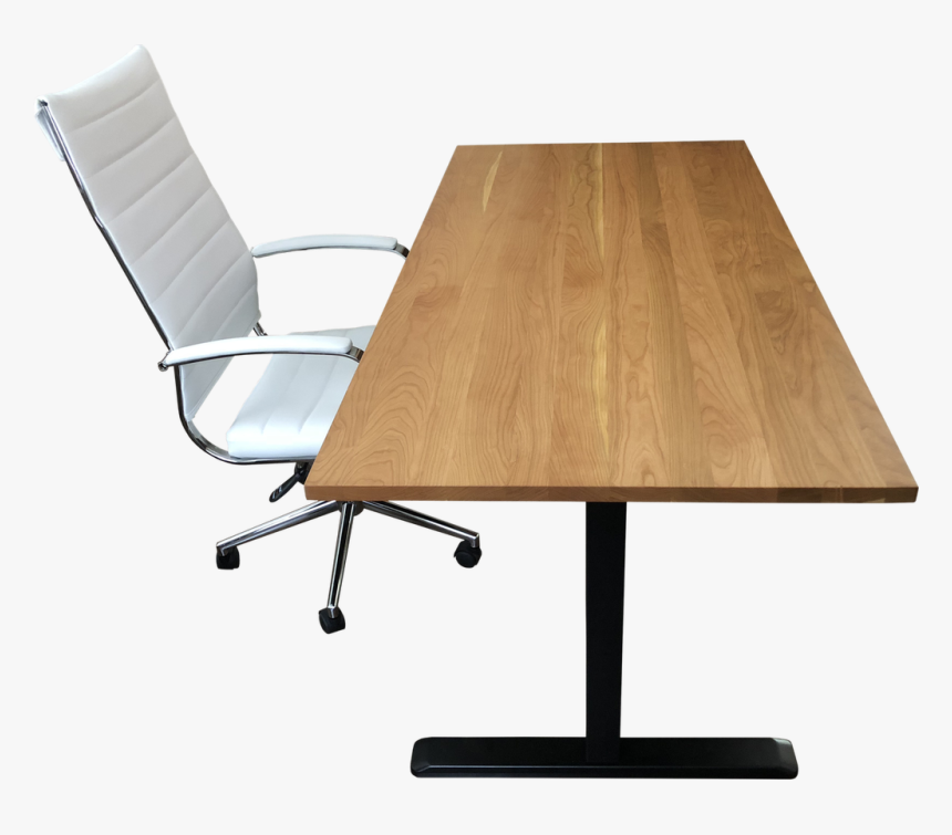Cherry Desk Top With Standing Desk Frame And Chair - White Oak Desk Top, HD Png Download, Free Download