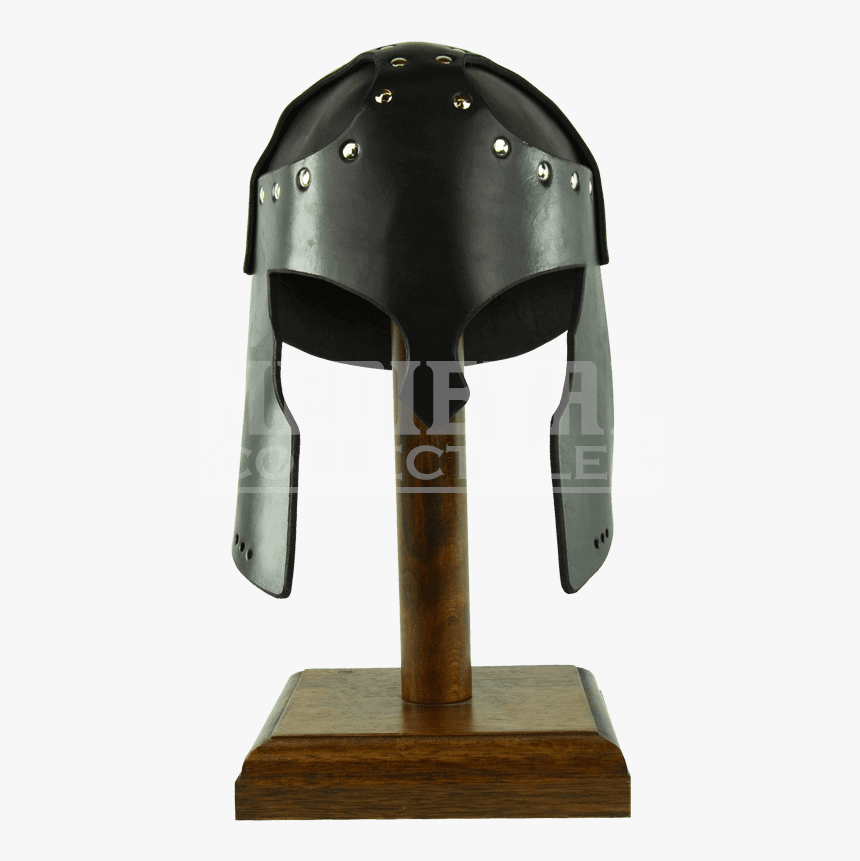 Leather Greek Helmet Head Armour Black , Png Download - Leather Greek Helmet, Transparent Png, Free Download