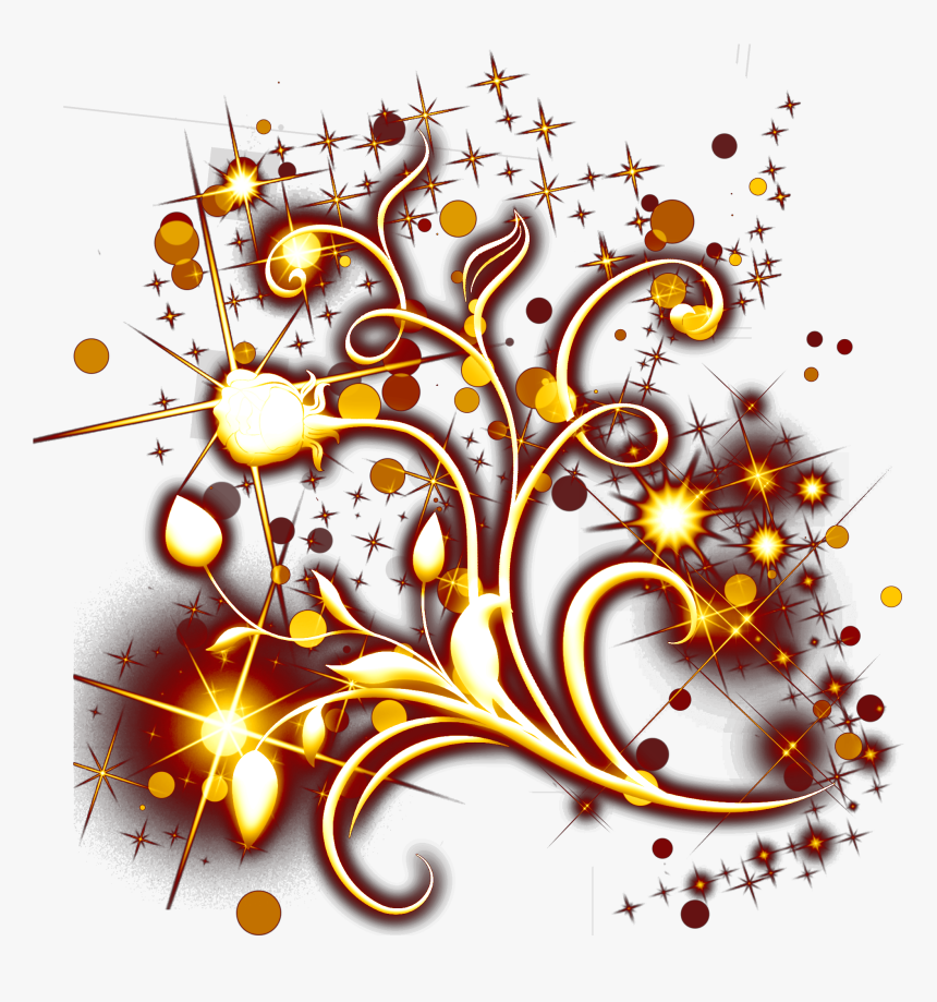 Light Effects Png -gold Flowers Light Effects Starlight - Illustration, Transparent Png, Free Download