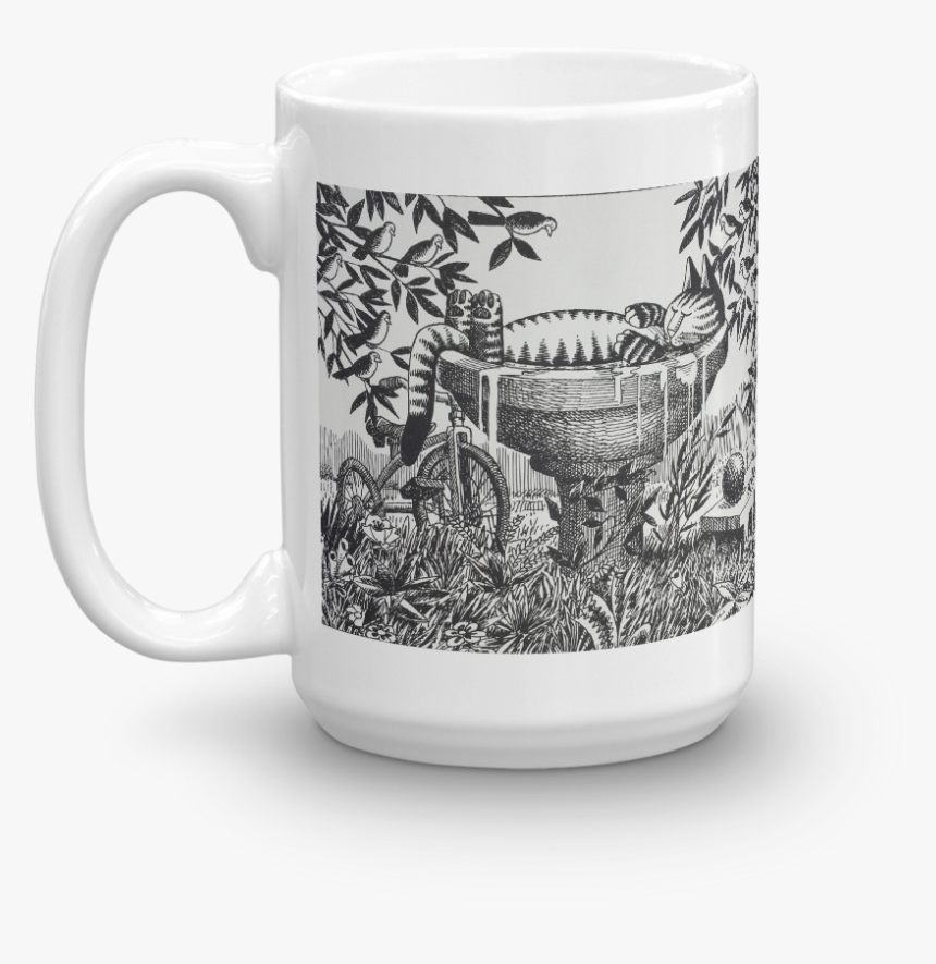 Kliban Cats, Cat In The Bird Bath - Mug, HD Png Download, Free Download