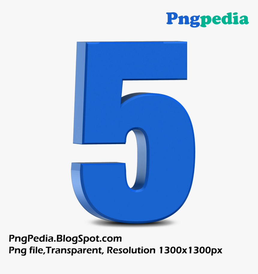 Blue 3d Numbers Set - Number 5 3d Png, Transparent Png, Free Download