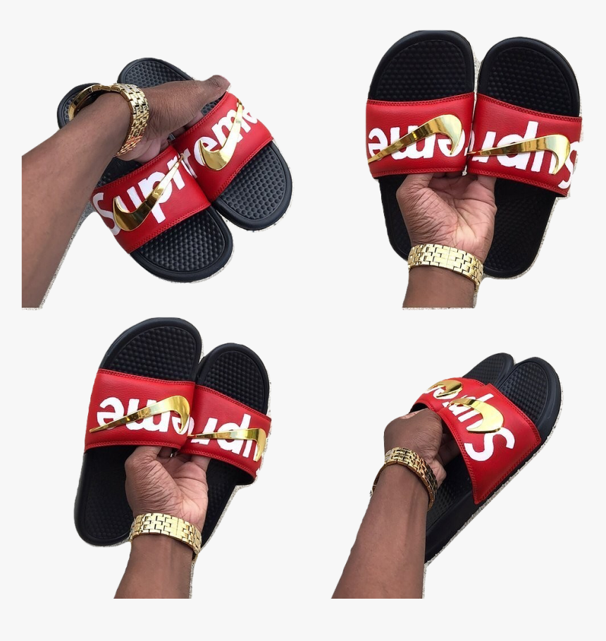 maroon nike slides with gold swoosh