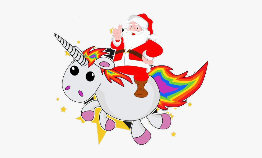 Santa On Unicorn Png File - Cute Santa Claus Cartoon, Transparent Png, Free Download