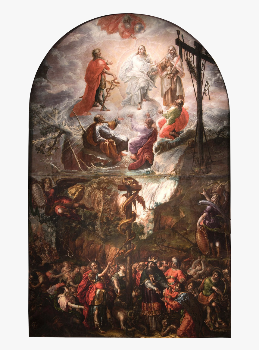 Moses And The Brazen Serpent And The Transfiguration - Cristobal De Villalpando Moses And The Brazen Serpent, HD Png Download, Free Download