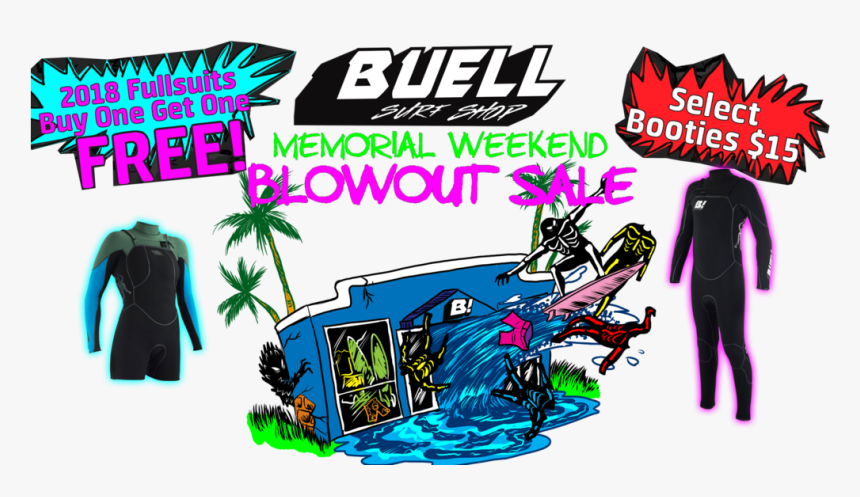 Buell Surf Shop Wetsuit Sale - Graphic Design, HD Png Download, Free Download