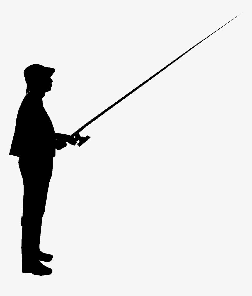 Silhouette Fishing Rods Clip Art - Silhouette Man Fishing, HD Png Download, Free Download