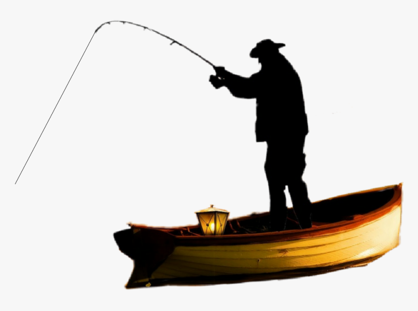 Fisherman Boat Silhouette Fishing Clipart Silhouette Fisherman Hd Png Download Kindpng