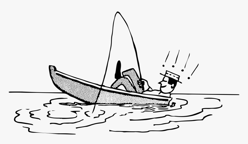 Relaxing Fisherman Clip Arts - Clipart Black And White Boat Man, HD Png Download, Free Download
