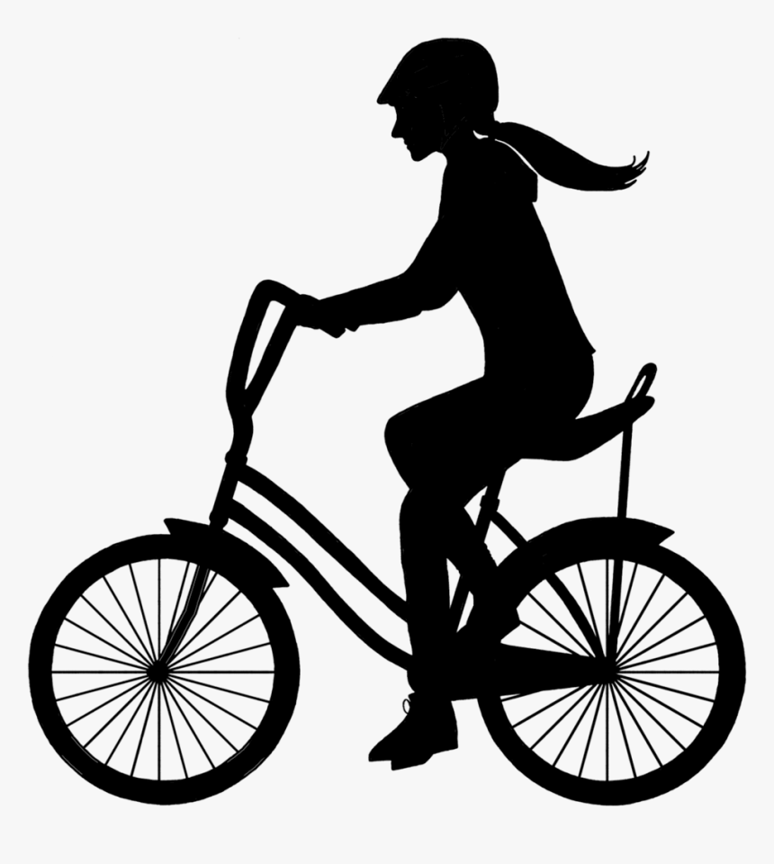 Girl On A Schwinn All Black Silhouette - Kickbike Proper Height Of Handlebar, HD Png Download, Free Download