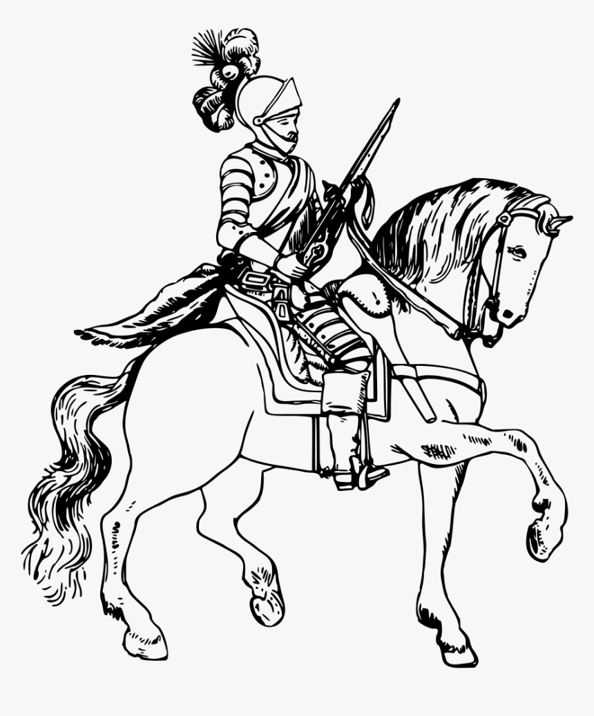 Knight On Horseback - Knight Black And White, HD Png Download, Free Download