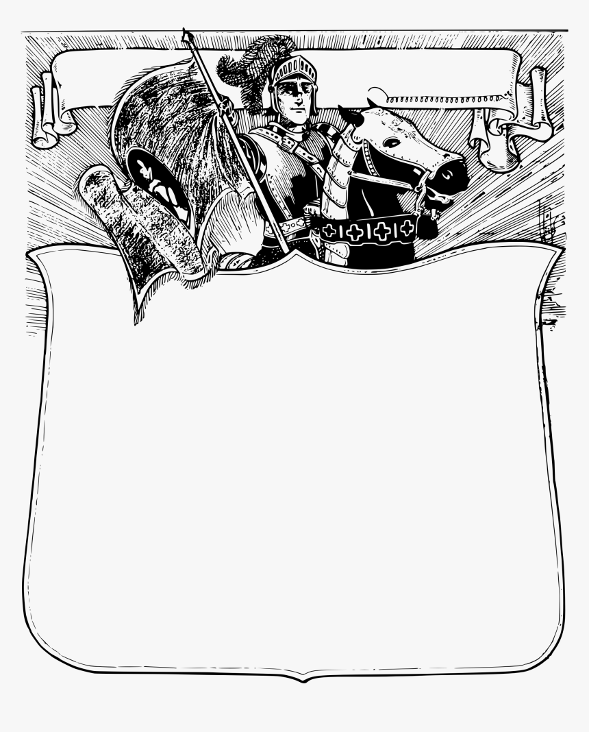 Knight Horse Frame Clip Arts - Knight Clipart Frame Black And White, HD Png Download, Free Download