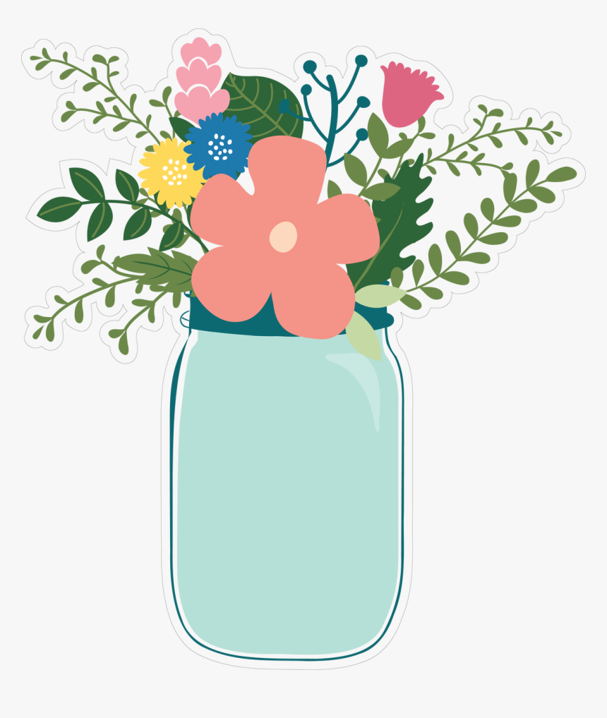 Flower Jar Print & Cut File - Transparent Mason Jar Rustic Clipart, HD Png Download, Free Download
