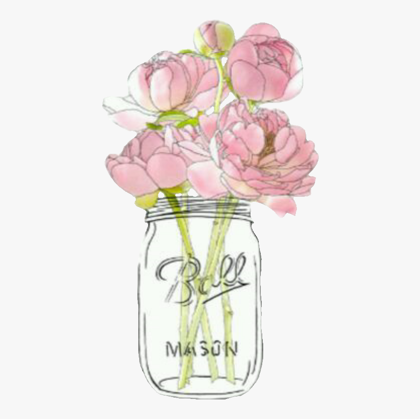 #masonjar #flowers #overlay #sticker #edit - Mason Jar With Flowers Sticker, HD Png Download, Free Download