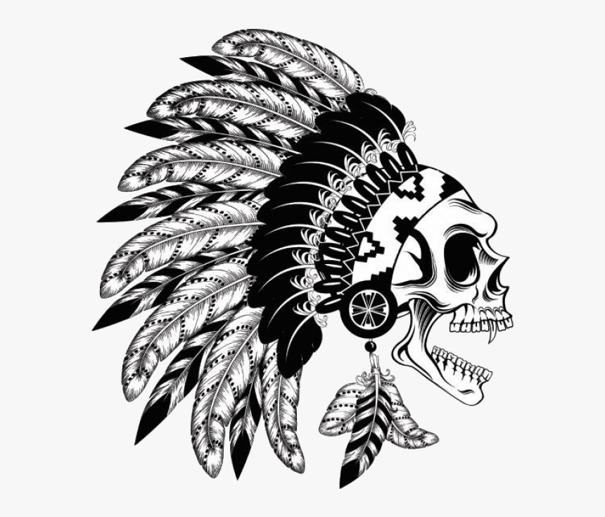 American Indian Png - Aztec Skull With Feathers, Transparent Png, Free Download