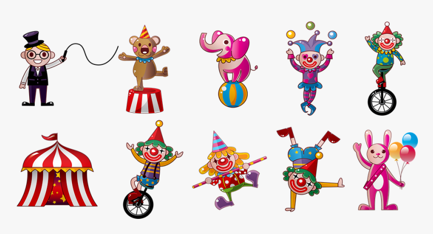 Circus, Clowns, Carnival, Fair, Fun, Amusement, Laugh - Circus Characters, HD Png Download, Free Download