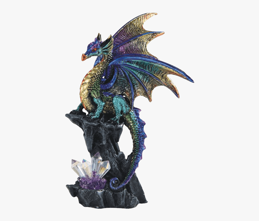 Purple Dragon With Crystals Statue - Dragon, HD Png Download, Free Download