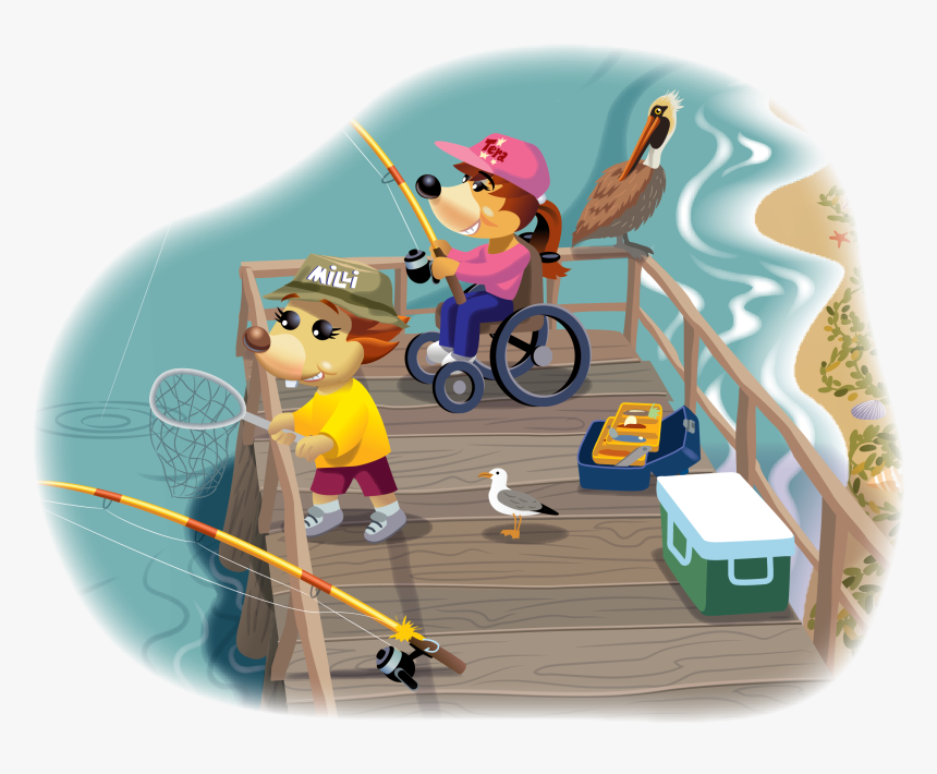 Tera And Milli Fishing Spot Art - Cartoon, HD Png Download, Free Download