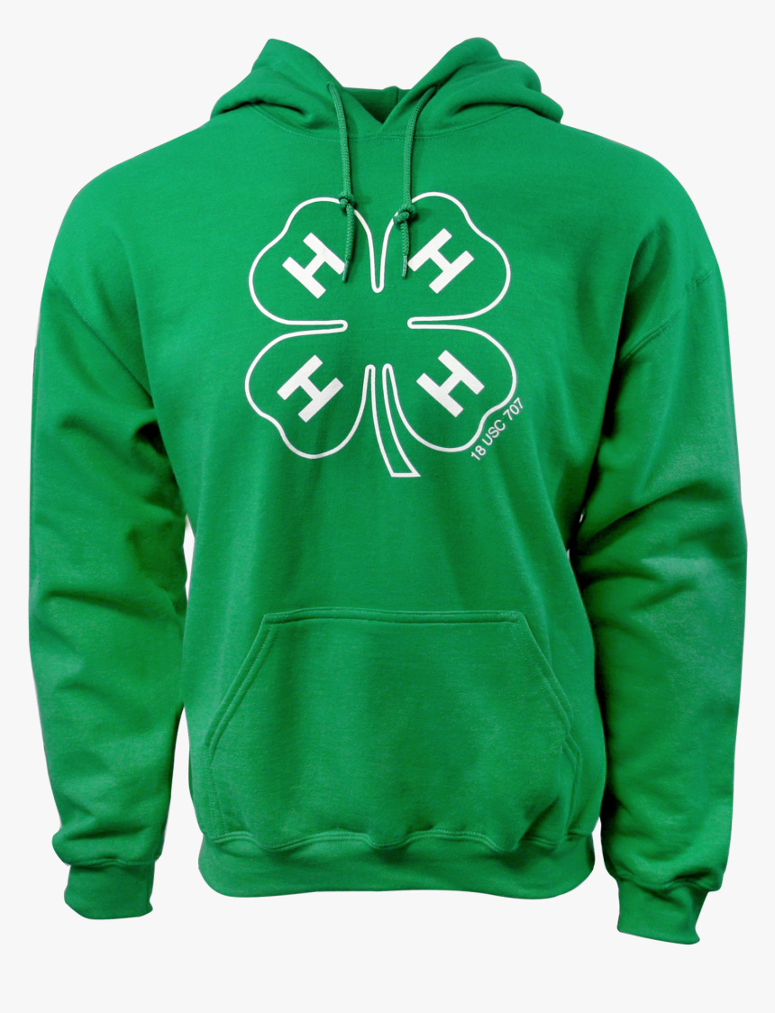 4-h Green Hoodie With Clover Outline - Hoodie, HD Png Download, Free Download