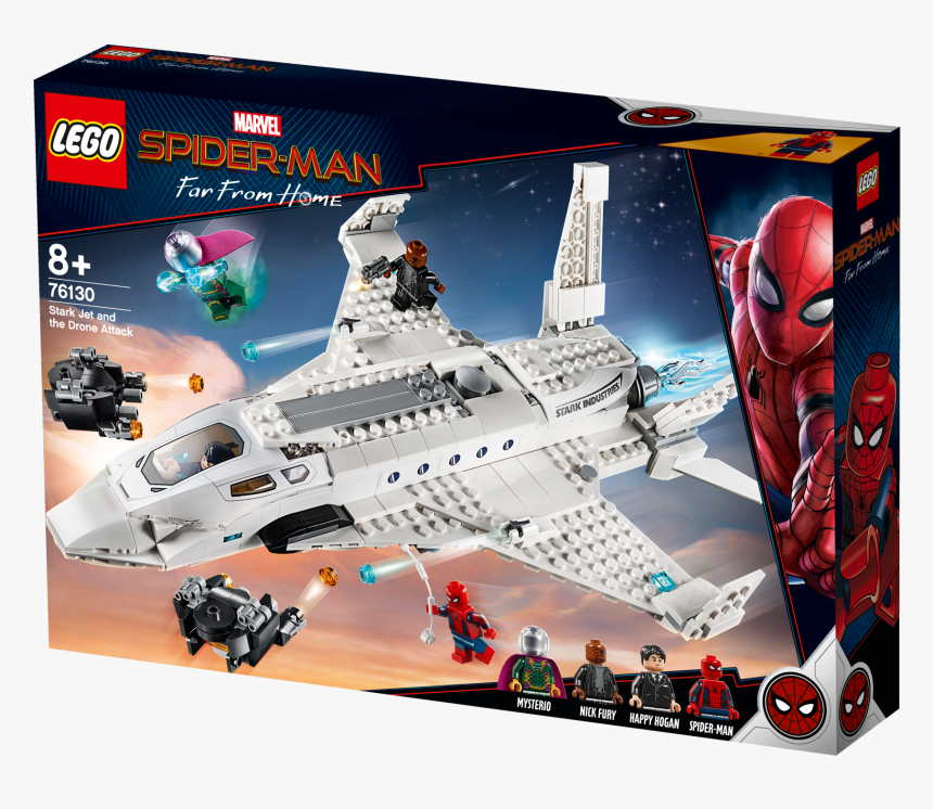 Lego Spiderman Png -lego Stark Jet And The Drone Attack - Spiderman Far From Home Lego Sets, Transparent Png, Free Download