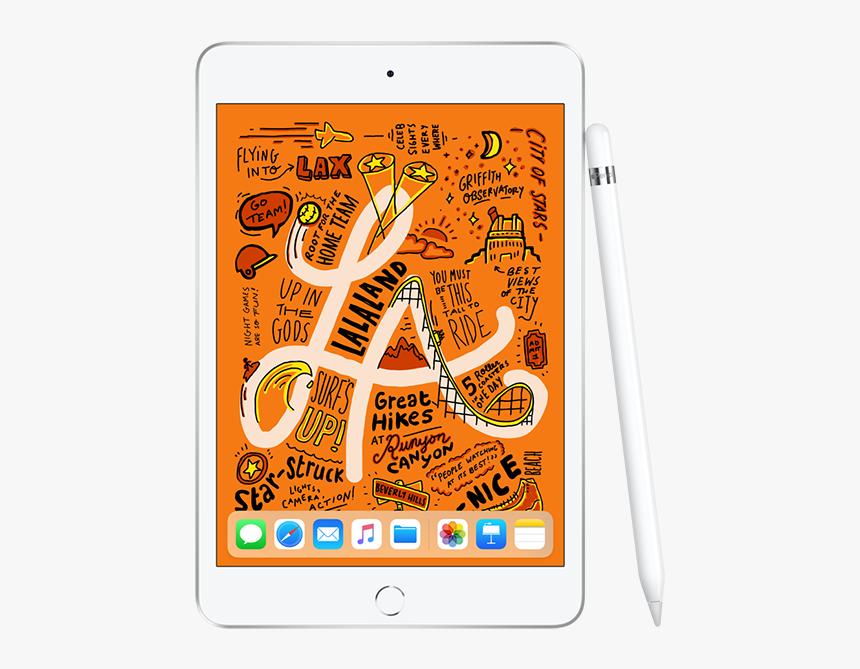 Ipadmini Silver Pencil Dock Gb En Screen - Apple Ipad Mini 5 Png, Transparent Png, Free Download