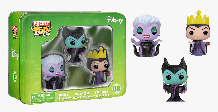 Ursula Maleficent And Evil Queen Pocket Pop Vinyl 3-pack - Pocket Pop Disney Villains, HD Png Download, Free Download