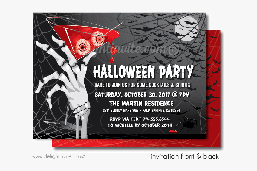 Clip Art Cocktail Party Invite - Adult Halloween Invitations, HD Png Download, Free Download
