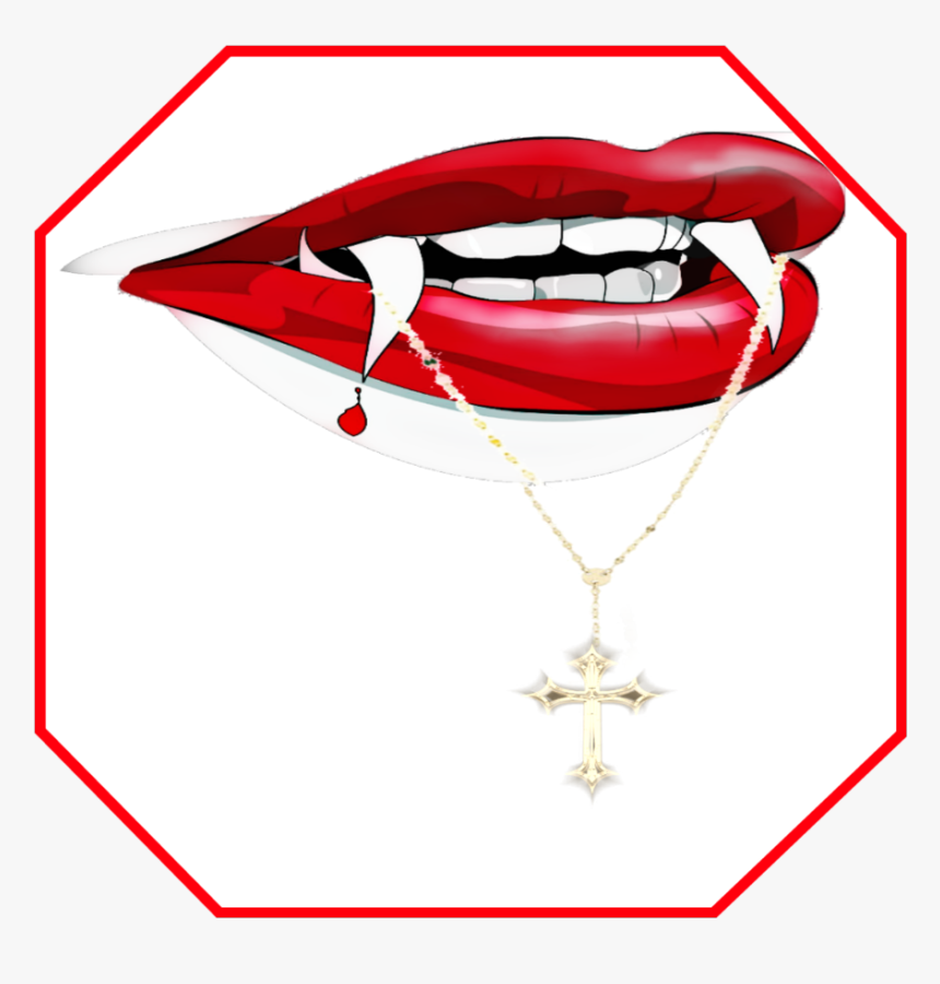 #vampire Lips Biting Cross - Mouth, HD Png Download, Free Download