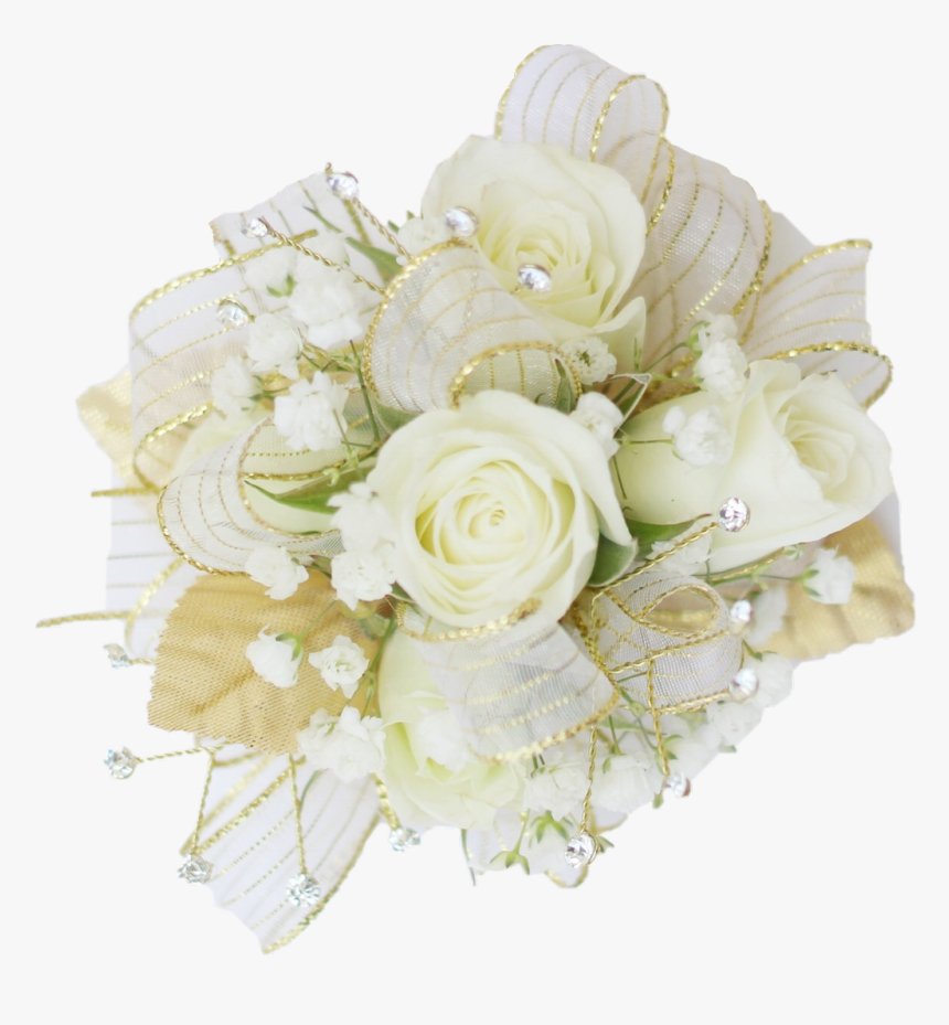 White And Gold - Corsage To Match Gold Dress, HD Png Download, Free Download