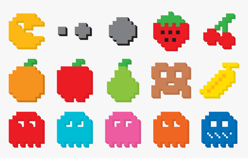 Pacman Clipart Pacman Fruit - Pac Man Game Fruits, HD Png Download, Free Download