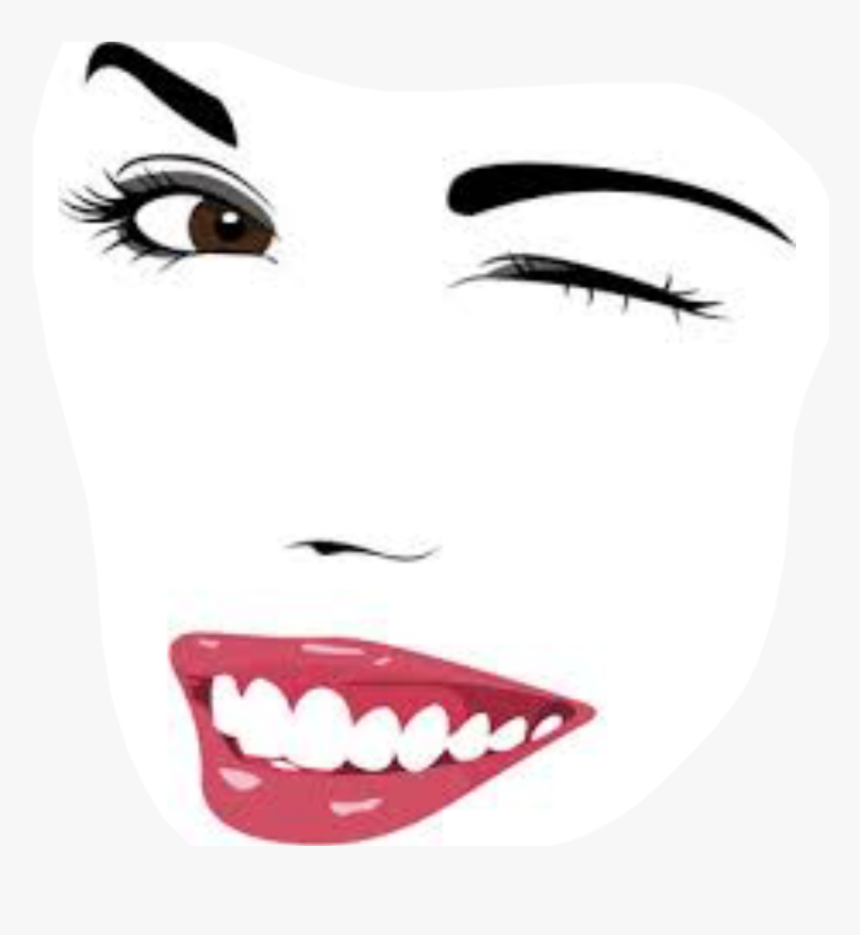 #face #wink #women #lips #makeup - Eye Winking Drawing Easy, HD Png Download, Free Download