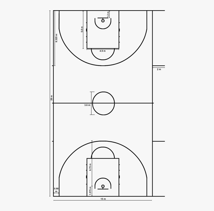 Transparent Floor Clipart - Small Basketball Court Measurements, HD Png Download, Free Download