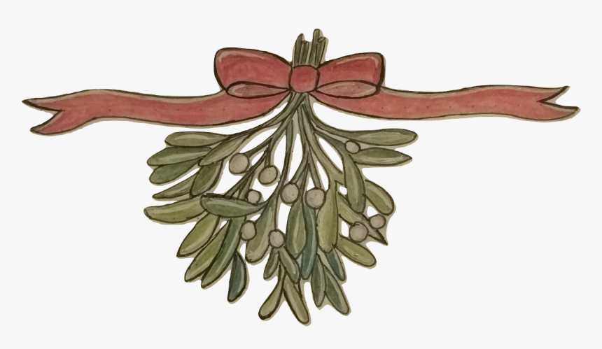 A Bundle Of Mistletoe Tied With A Red Rbbon - Illustration, HD Png Download, Free Download