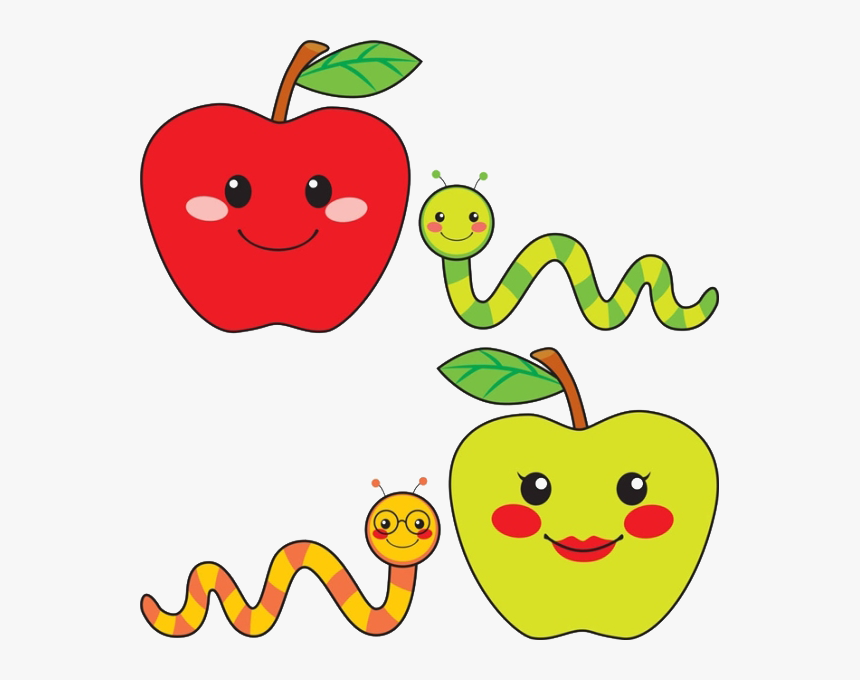 Caramel Apple Worm Drawing Illustration - Cute Drawings Of Apples, HD Png Download, Free Download