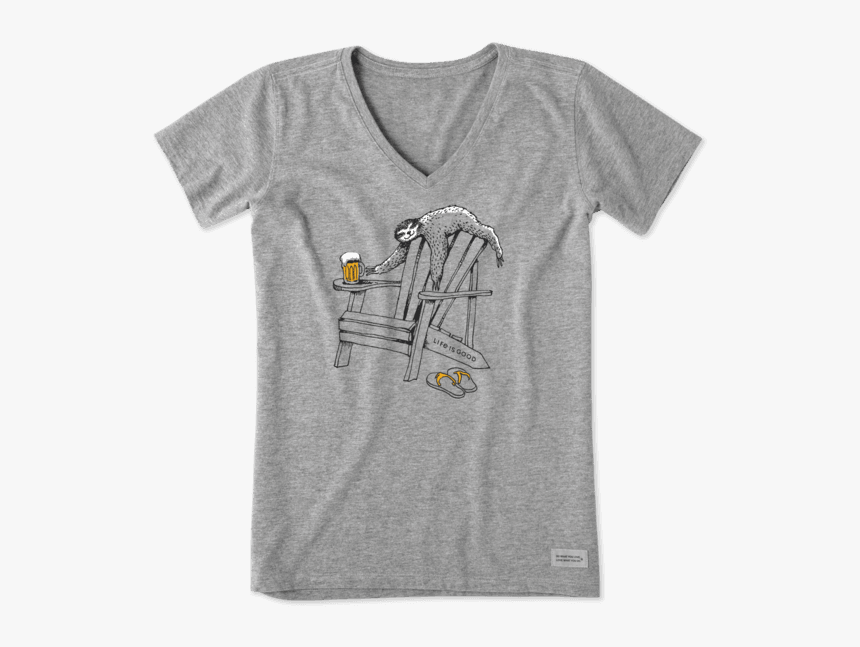 Women"s Adirondack Sloth Crusher Vee - T-shirt, HD Png Download, Free Download