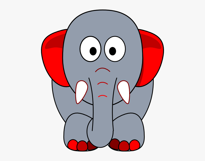 Grey Elephant With Red Accents Clip Art - Elephant Grey And Red, HD Png Download, Free Download