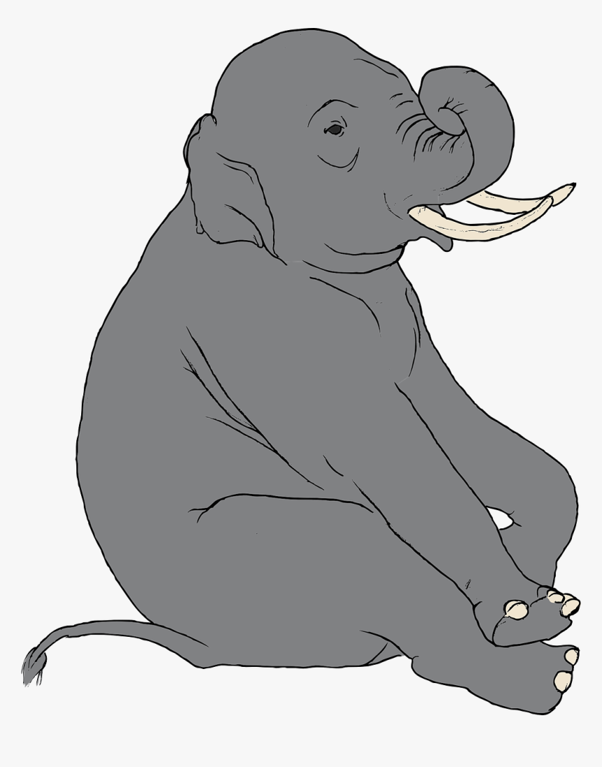 Elephant, Indian, Animal, Mammal, Sitting, Tusks, Big - Elephant Clip Art, HD Png Download, Free Download