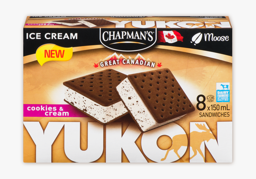 Chapman"s Yukon Cookies & Cream Ice Cream Sandwich - Chapmans Ice Cream Sandwich, HD Png Download, Free Download