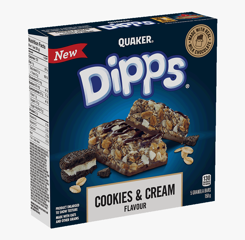 Quaker® Dipps® Cookies & Cream Flavour Granola Bars - Quaker Cookies And Cream Granola Bars, HD Png Download, Free Download