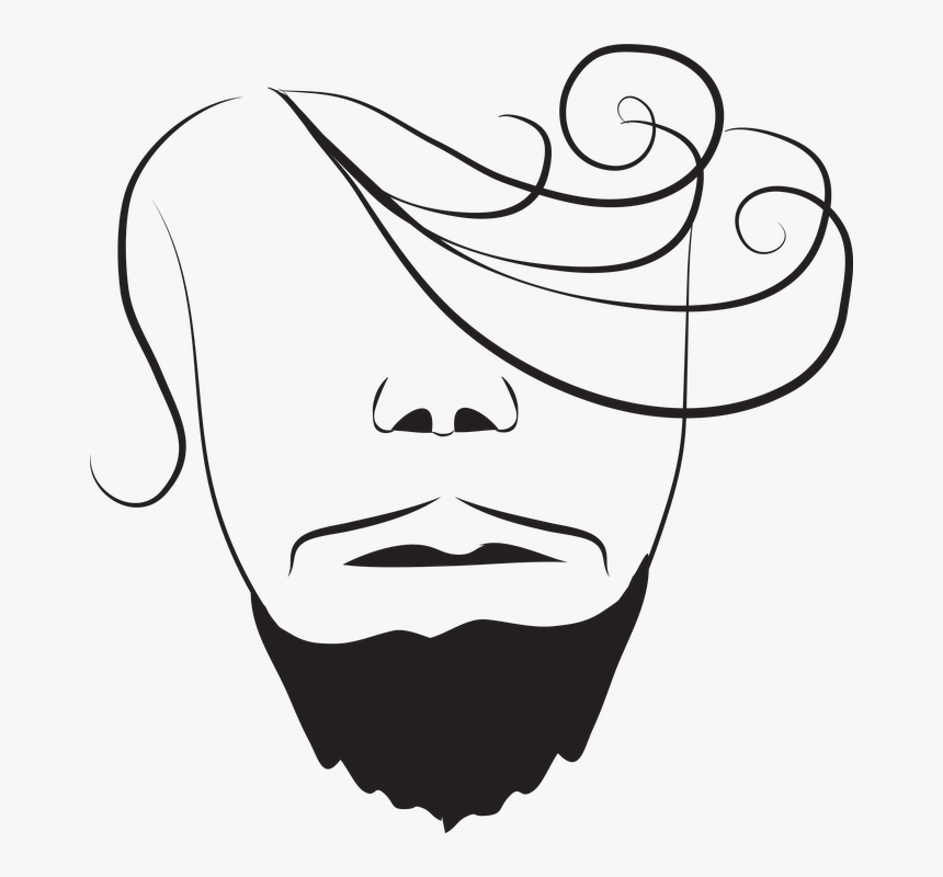 Drawing, Silhouette, Man, Curly, Hair, Beard, Hairstyle - Silueta De Cabello De Hombre Png, Transparent Png, Free Download